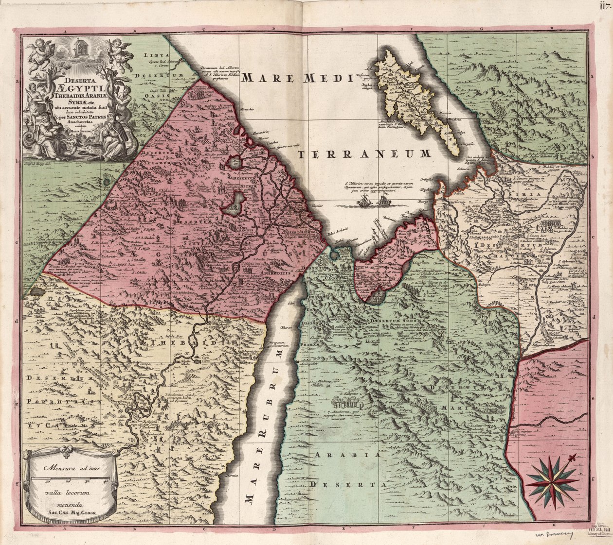 Deserta Aegypti, Thebaidis, Arabiae, Syriae stb. ubi accurata notata sunt loca inhabitata per Sanctos Patres Anachoretas LOC 2009580105 alkotó: Matthaeus Seutter
