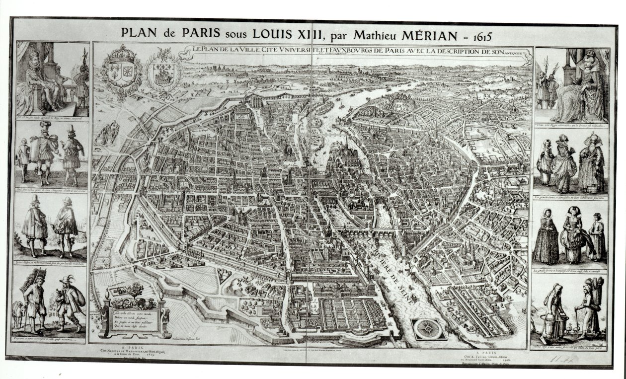 Párizs madártávlati terve, 1615 alkotó: Matthaus the Elder Merian