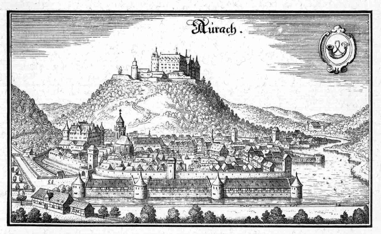 Aurach - részlet a Topographia Sueviae (Schwaben) című kötetből alkotó: Matthaus Merian