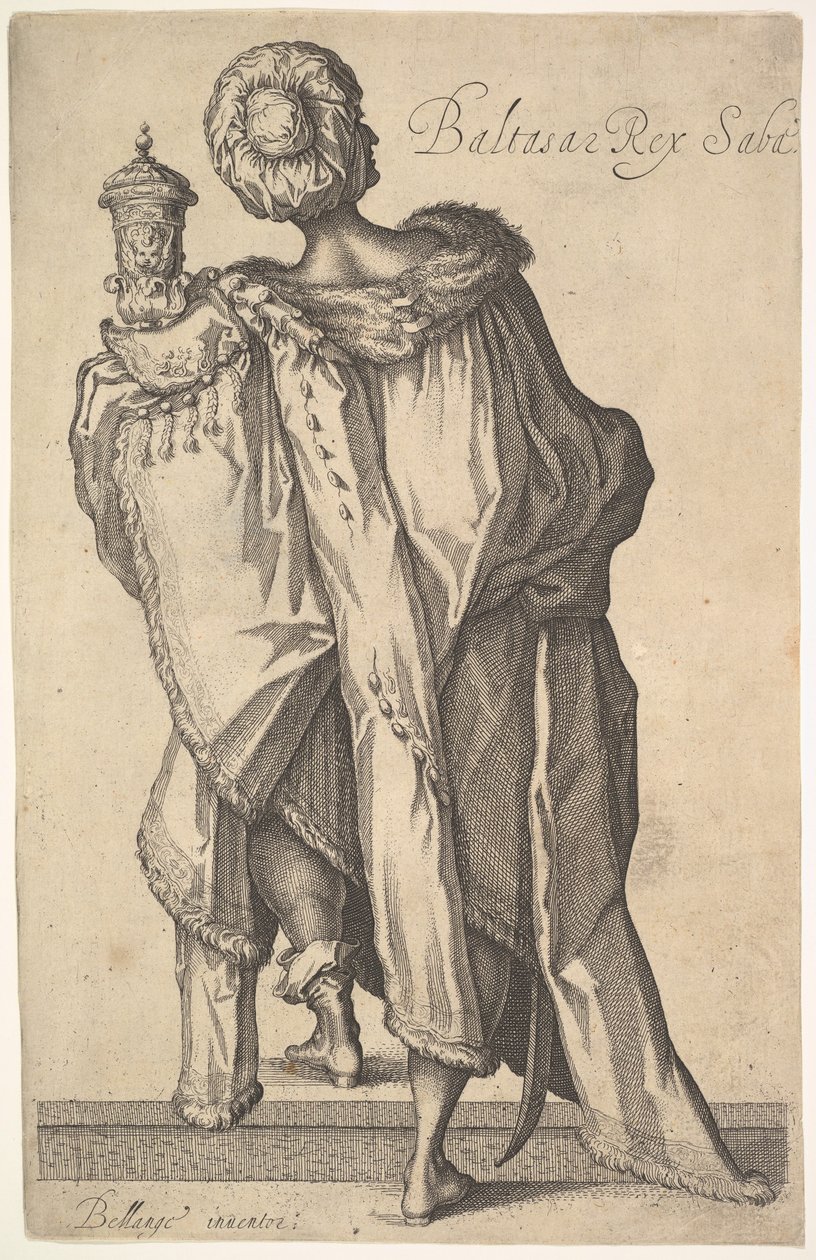 Balthasar, Jacques Bellange A mágusok imádása című művében, kb. 1610-50. alkotó: Matthaus Merian