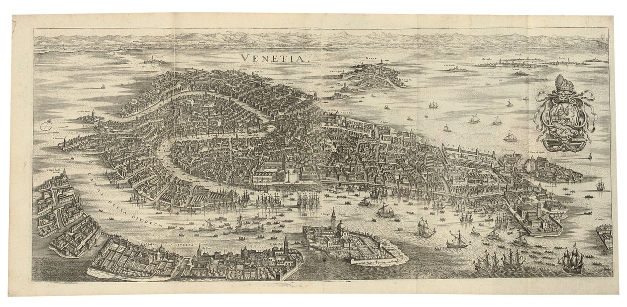 Összecsukható velencei panoráma, 1688, nyomtatva 1700 körül alkotó: Matthaus Merian
