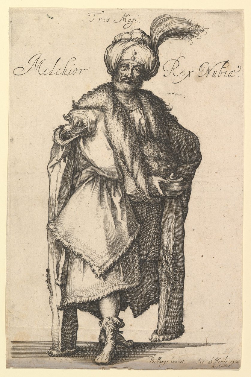 Melchior, Jacques Bellange Három mágus sorozata után, kb. 1615. alkotó: Matthaus Merian
