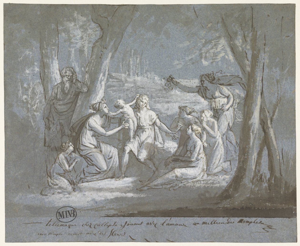 Telemachus és Calypso egy Amorral játszik alkotó: Mattheus Ignatius van Bree