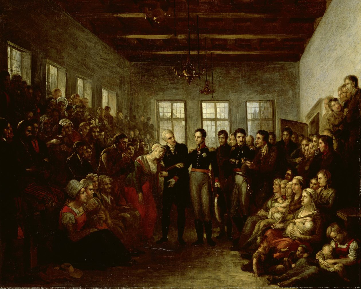 Az Orange hercege meglátogatja az árvíz áldozatait az amszterdami Almoners árvaházban 1825. február 14-én alkotó: Mattheus Ignatius van Bree