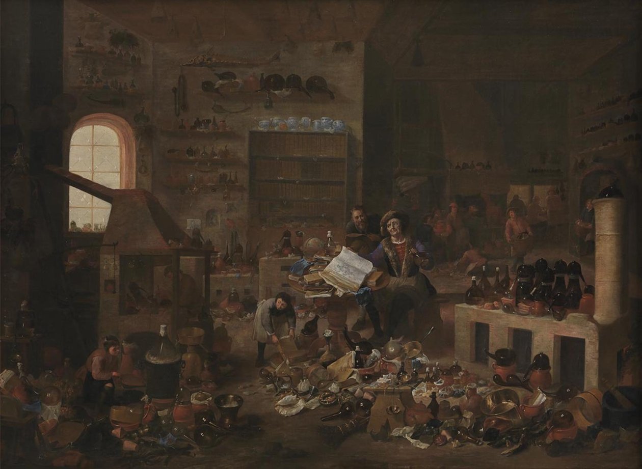 Egy alkimista a laboratóriumában alkotó: Mattheus van Helmont