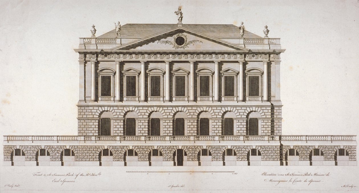A Buckingham-ház magassága, St James