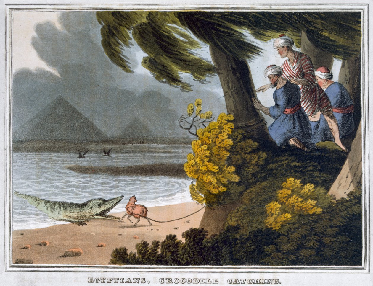 "Egyiptomiak, krokodilfogás", 1813 alkotó: Matthew Dubourg