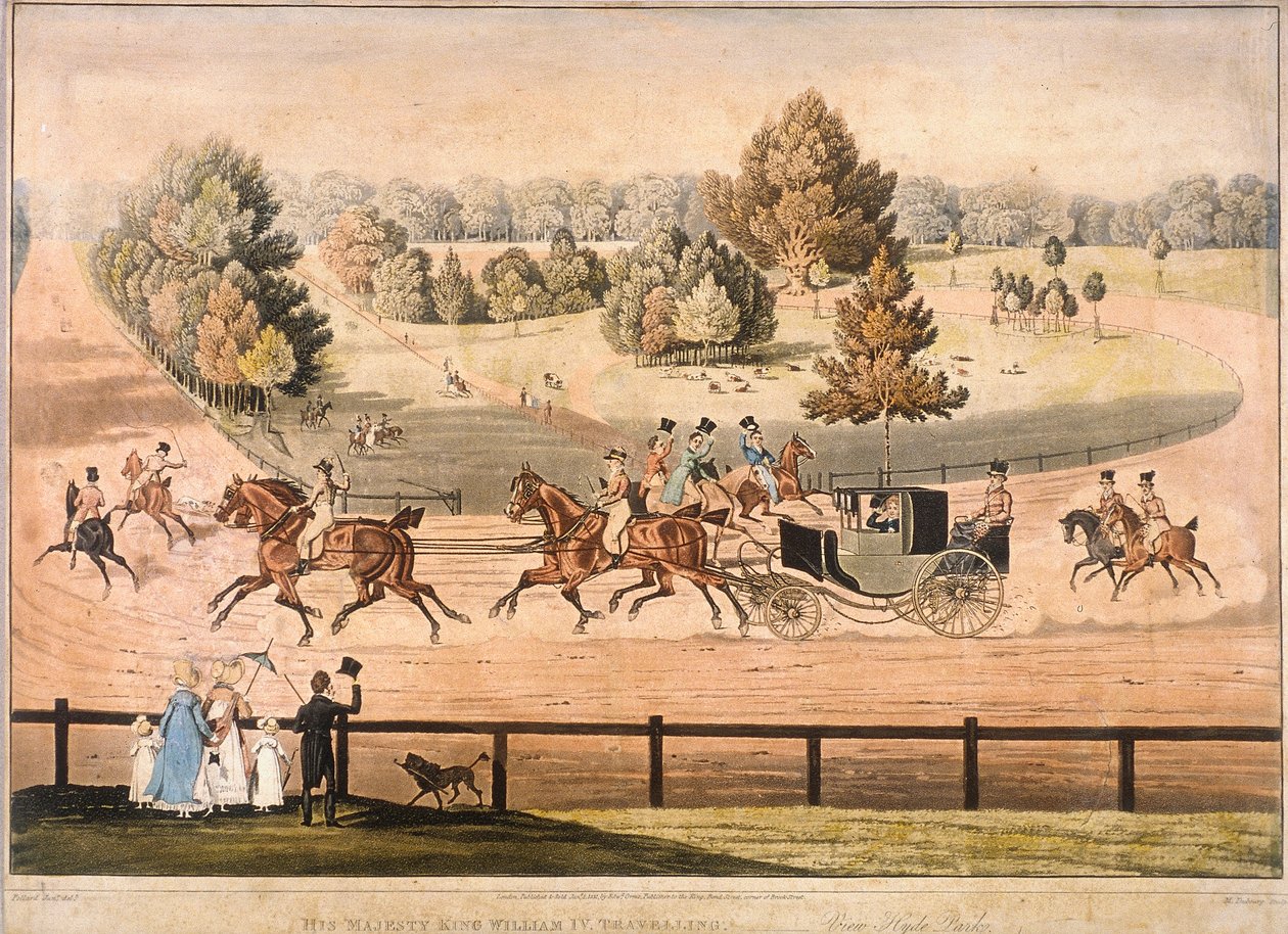 IV. György király lovagol a Hyde Parkon, Londonban, 1831 alkotó: Matthew Dubourg