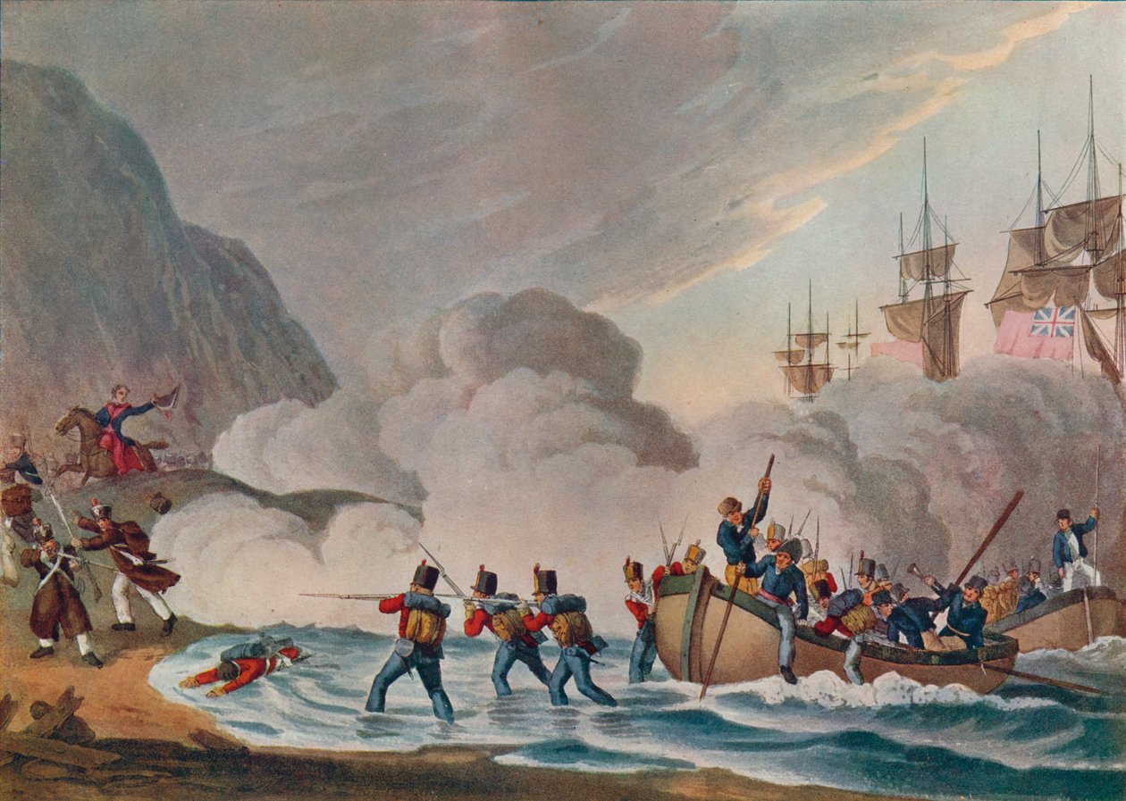 Leszálló csapatok az ellenség arcába, c1820 1909 alkotó: Matthew Dubourg