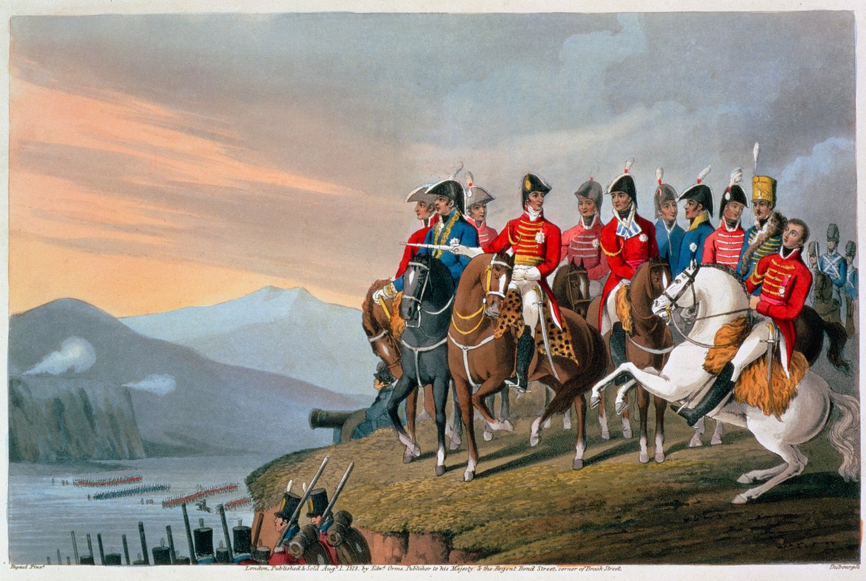 "Wellington hercege és személyzete átkel a Bidassoán és belép Franciaországba", 1813, 1816 alkotó: Matthew Dubourg