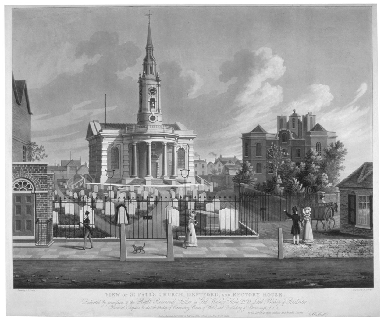 Kilátás a Szent Pál-templomra, Deptford, London, 1822. alkotó: Matthew Dubourg