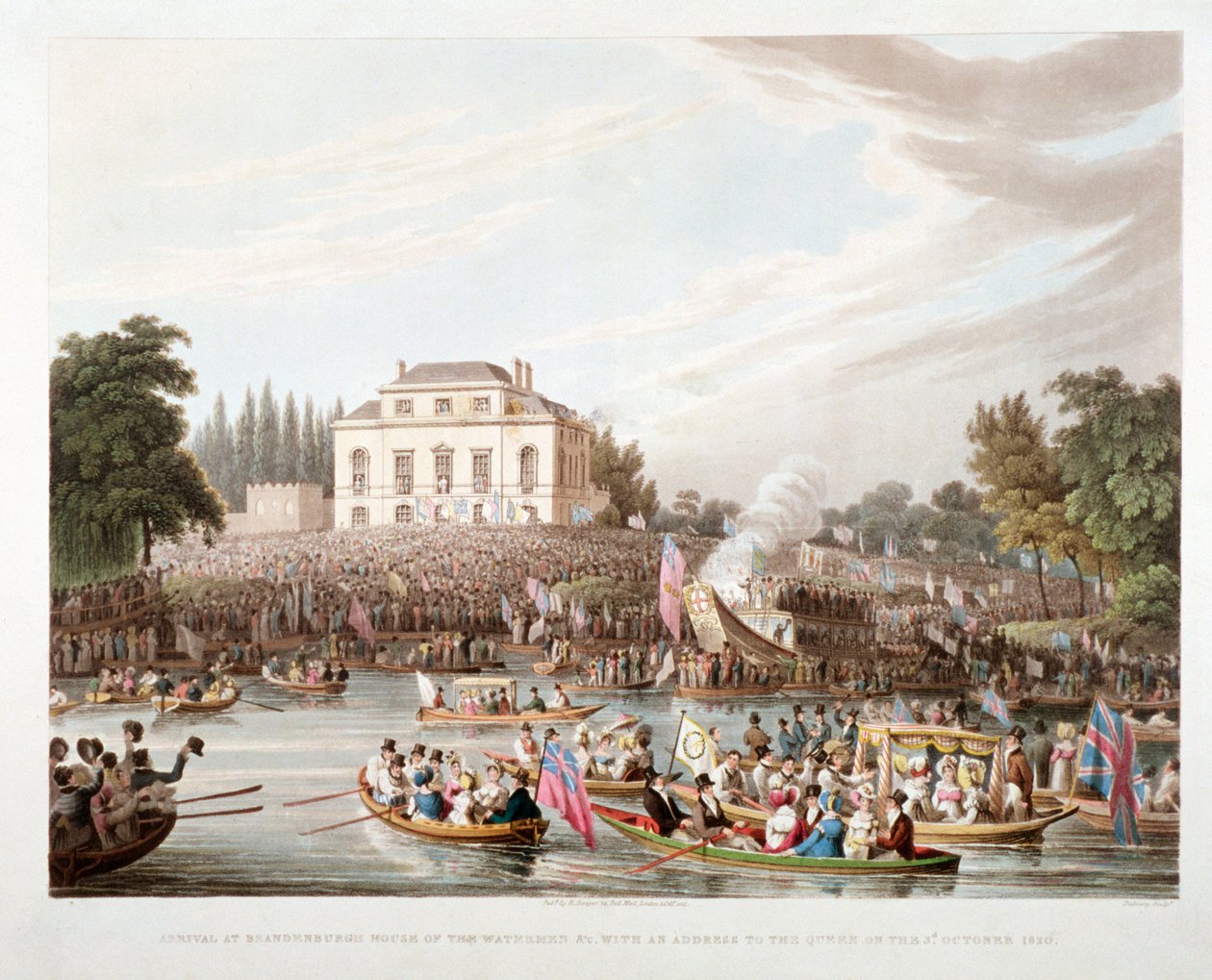 Kilátás a Temze folyóra a Brandenburgh House-ban, Hammersmith, London, 1821 alkotó: Matthew Dubourg