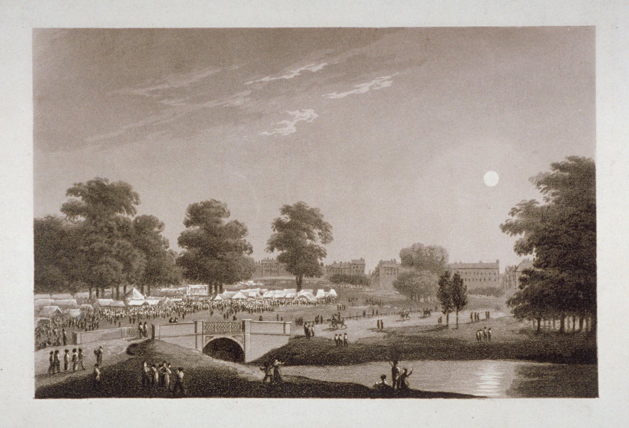Kilátás a Serpentine-re és a Hyde Parkra, London, 1814. alkotó: Matthew Dubourg