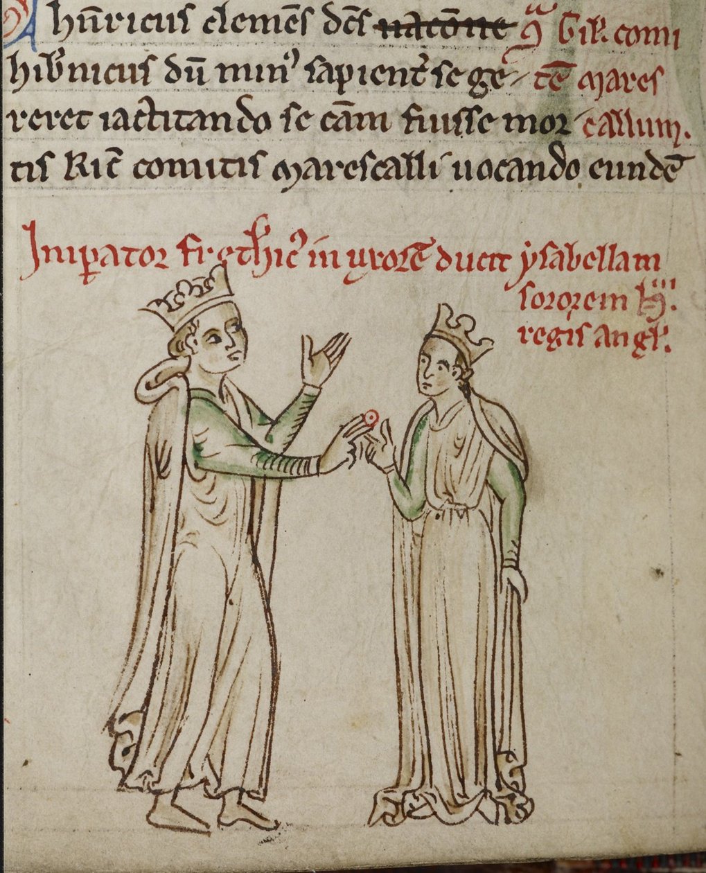 II. Frigyes és Anglia Izabella A Historia Anglorum, Chronica majora című könyvből alkotó: Matthew Paris