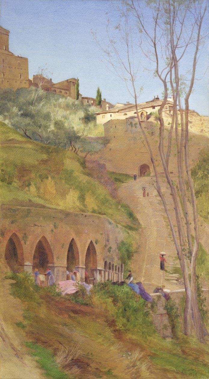 Mosodai nő a mosókútnál, San Gimignano, Olaszország alkotó: Matthew Ridley Corbet