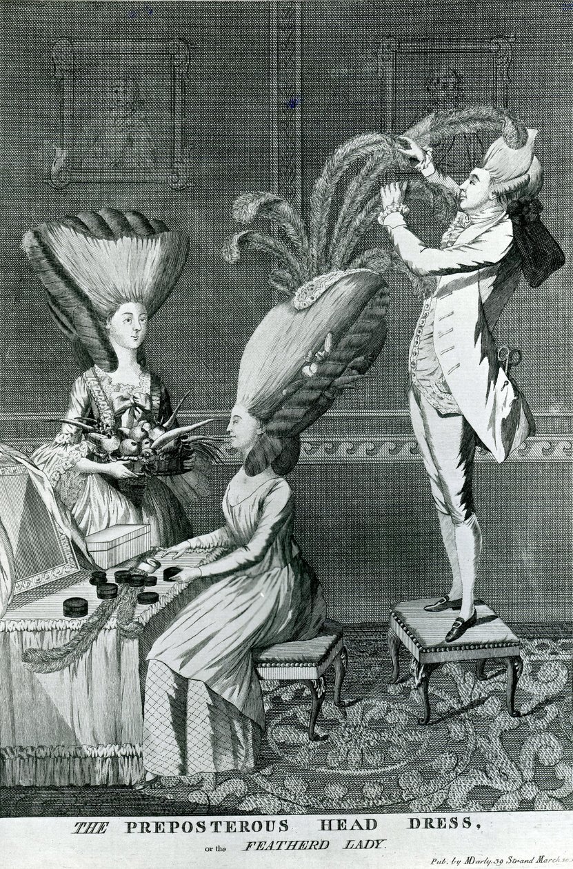 Az elképesztő fejruha, avagy a tollas hölgy, 1776 alkotó: Matthew or Matthias Darly