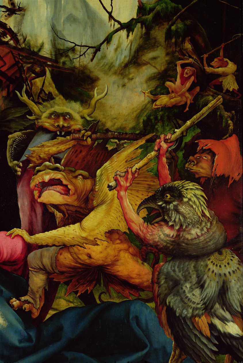 Botokkal felfegyverzett démonok az Isenheimi oltárképről, 1512-16 körül (lásd még 62331) alkotó: Matthias Grünewald