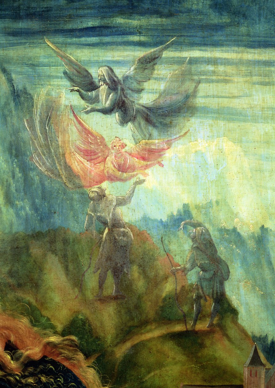 Részlet a betlehemről az Isenheim-oltárról, a pásztoroknak szóló bejelentésről, 1512-16, olaj, tábla alkotó: Matthias Grünewald