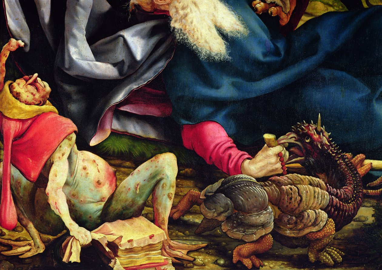Szent Antal megkísértésének részlete az isenheimi oltárképről, 1512-1516 olaj, tábla alkotó: Matthias Grünewald