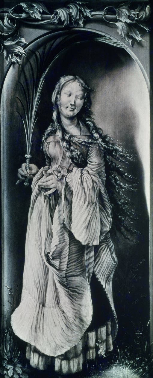 St. Lucy (kb. 283-kb. 304) (grisaille) alkotó: Matthias Grünewald