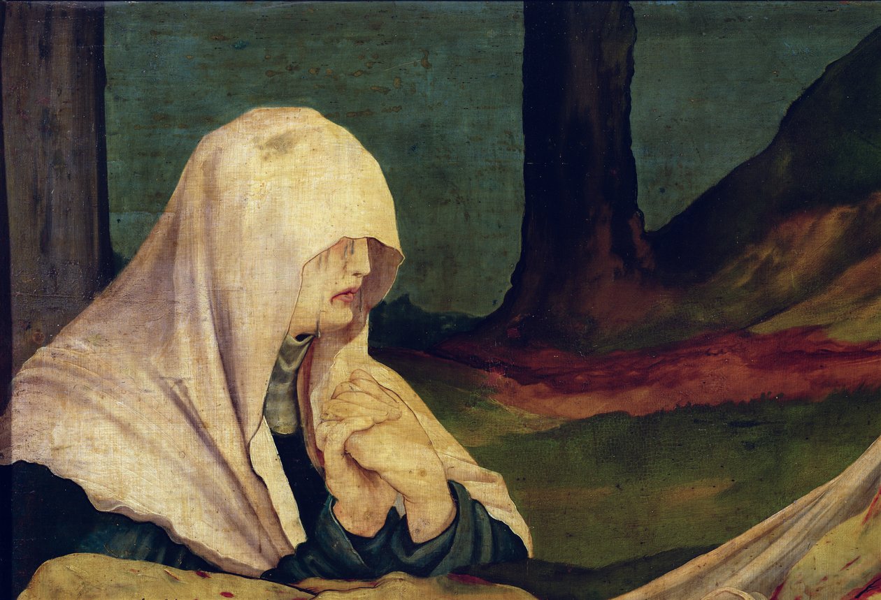 Szűz a sírnál az Isenheim-oltárról, 1512-16 alkotó: Matthias Grünewald
