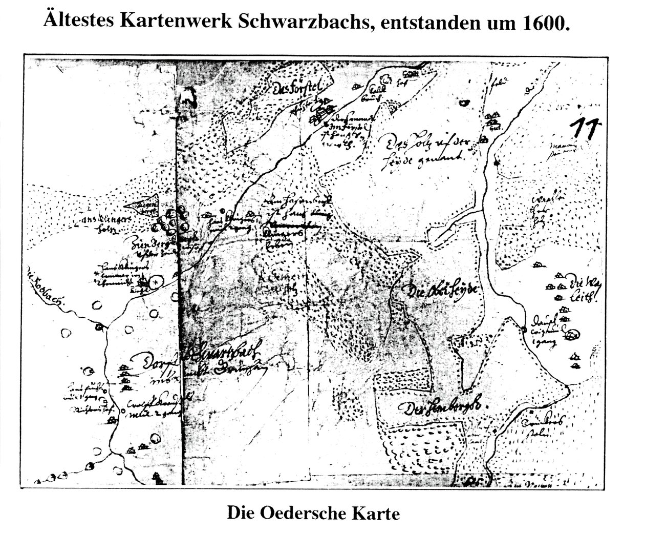 1600 körül, Schwarzbach / Erzgeb első feltérképezése alkotó: Matthias Oeder