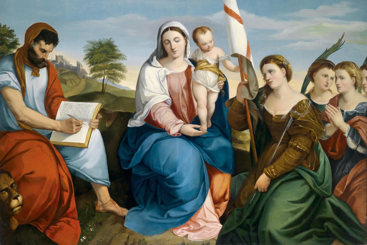 Madonna Gyermekkel és Szent Márk Evangelista, valamint Ursula szűzekkel alkotó: Matthias Ranftl