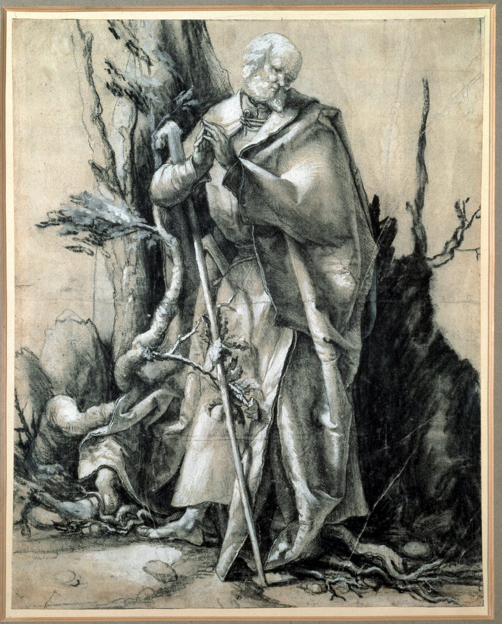Egy szent a fában Tanulmány (Tintarajz alkotó: Matthias (c.1480 1528) Grunewald