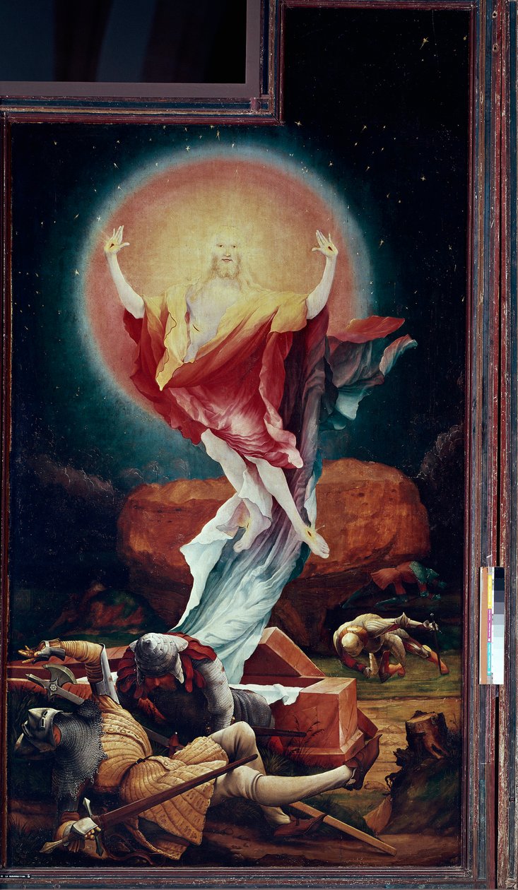 Issenheim (vagy Isenheim) oltárképe: „” feltámadás”” Mathis Neithardt jobb oldali táblája Gothardt dit Matthias Grunewald (1480-1528) (ec.all.) 1512-1516 Colmar, Musee Unterlinden alkotó: Matthias (c.1480 1528) Grunewald