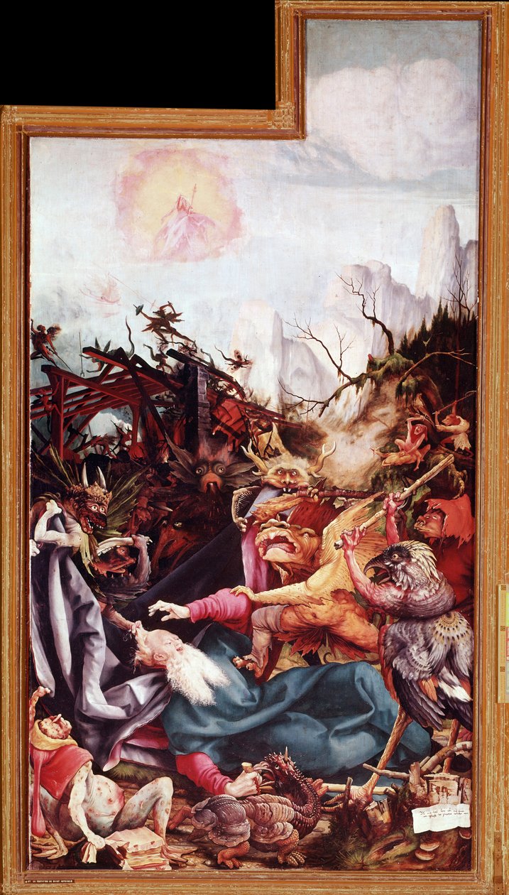 Nagy Szent Antal megkísértése, Issenheim oltárképe (olaj, tábla alkotó: Matthias (c.1480 1528) Grunewald