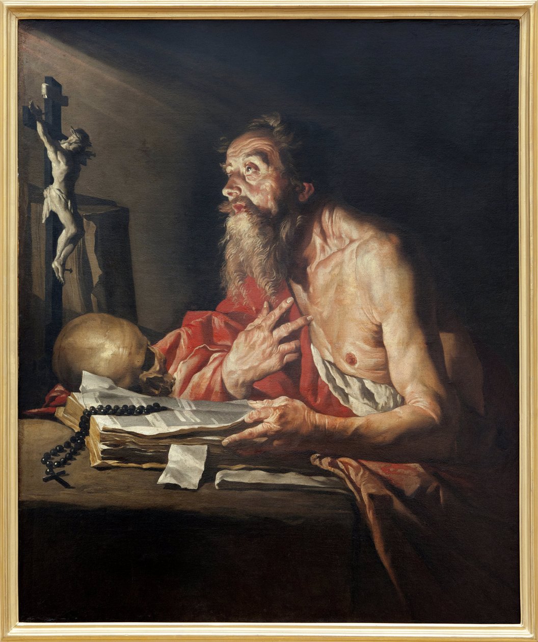Szent Jeromos, Mathias Stomer (Matthias Stom) olajfestménye vászonra (1600-1650 után) - Fényképészet, KIM Youngtae, Nantes, Nantes-i Szépművészeti Múzeum alkotó: Matthias (c.1600 p.1650) Stomer