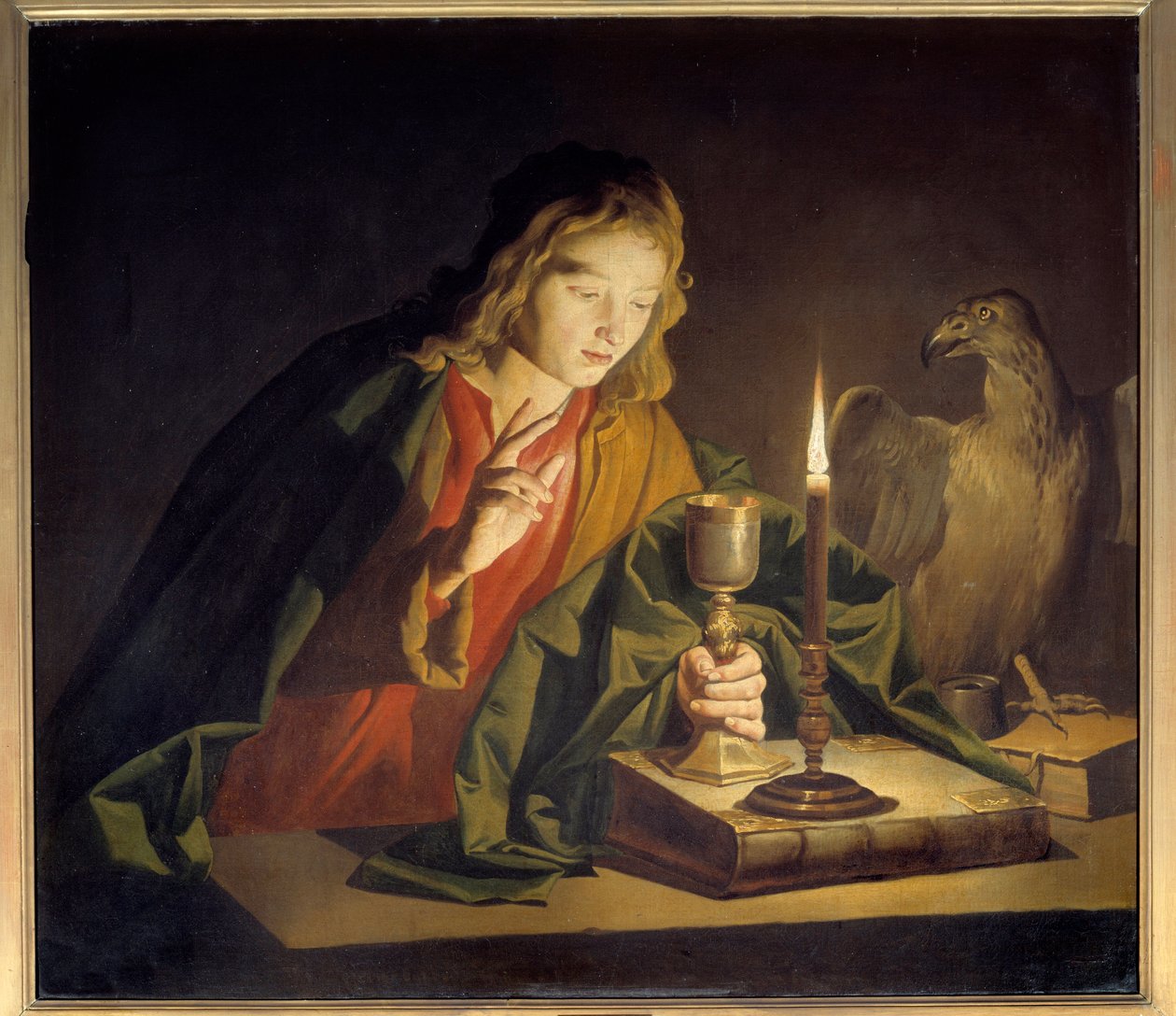 Szent János evangélista festmény, Mathias Stomer (Matthias Stom) (1600-1650) alkotó: Matthias (c.1600 p.1650) Stomer