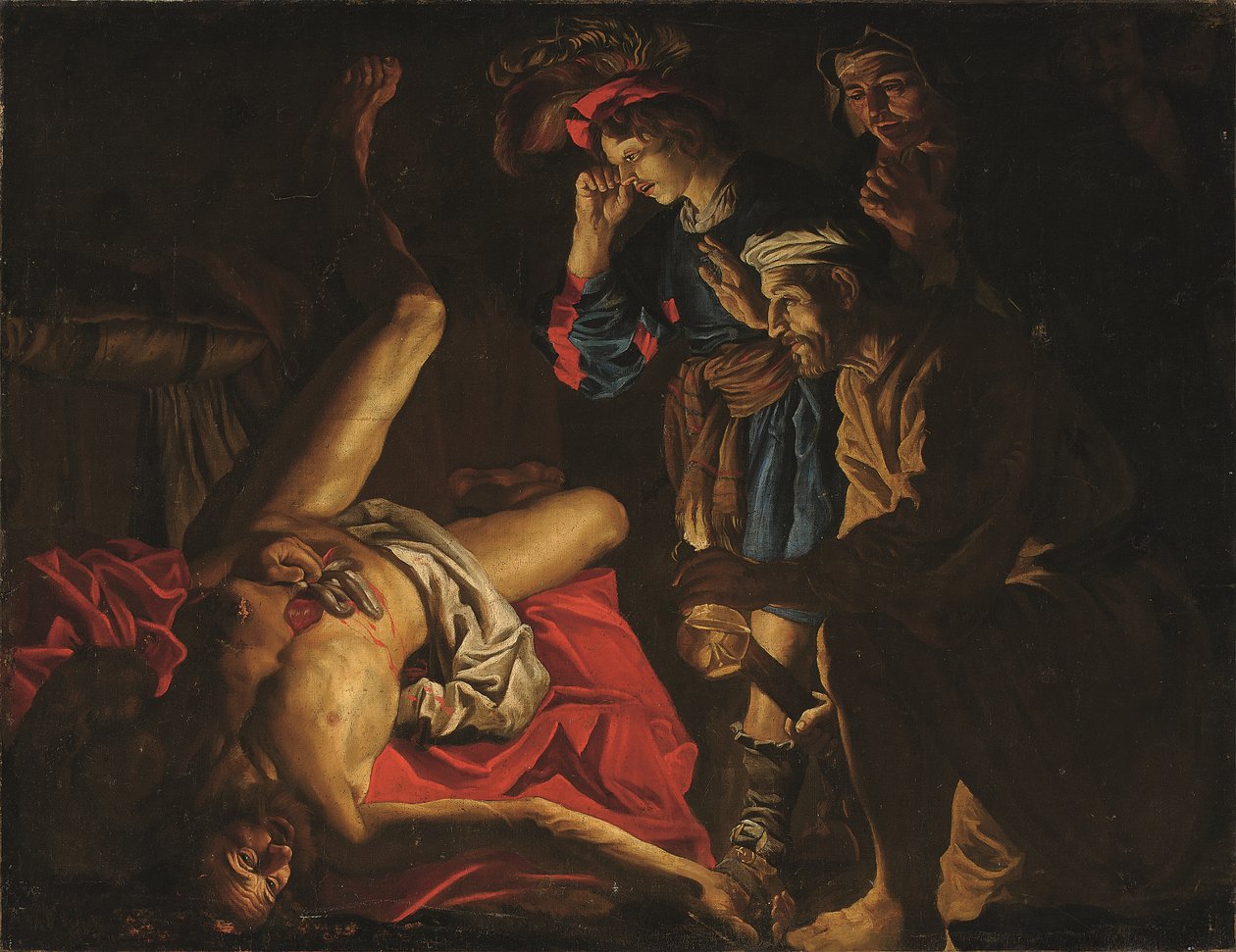 Cato halála (olaj, vászon) alkotó: Matthias (c.1600 p.1650) (studio of) Stomer