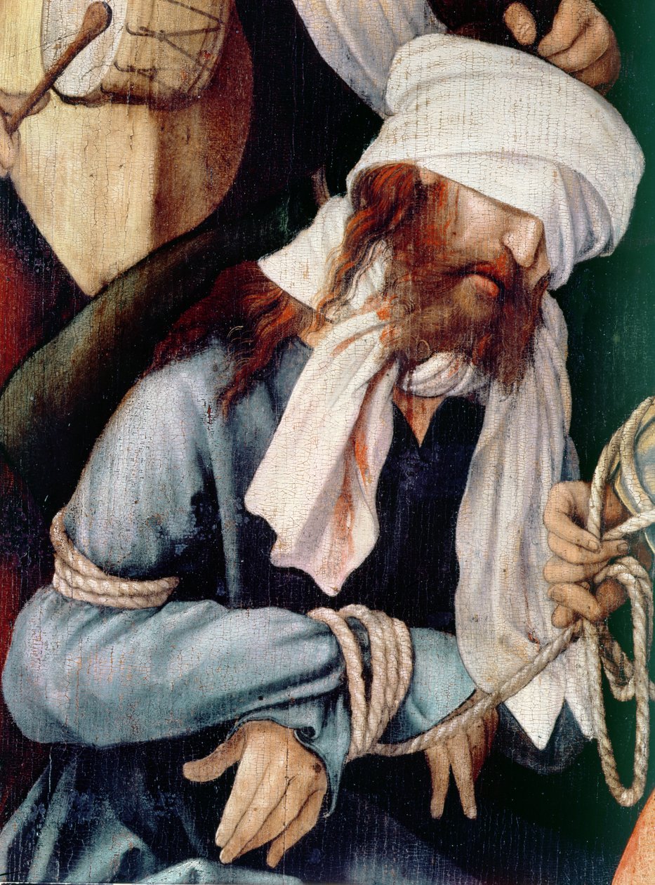 Részlet a Krisztus megcsúfolásáról, olaj, vászon alkotó: Matthias Grünewald