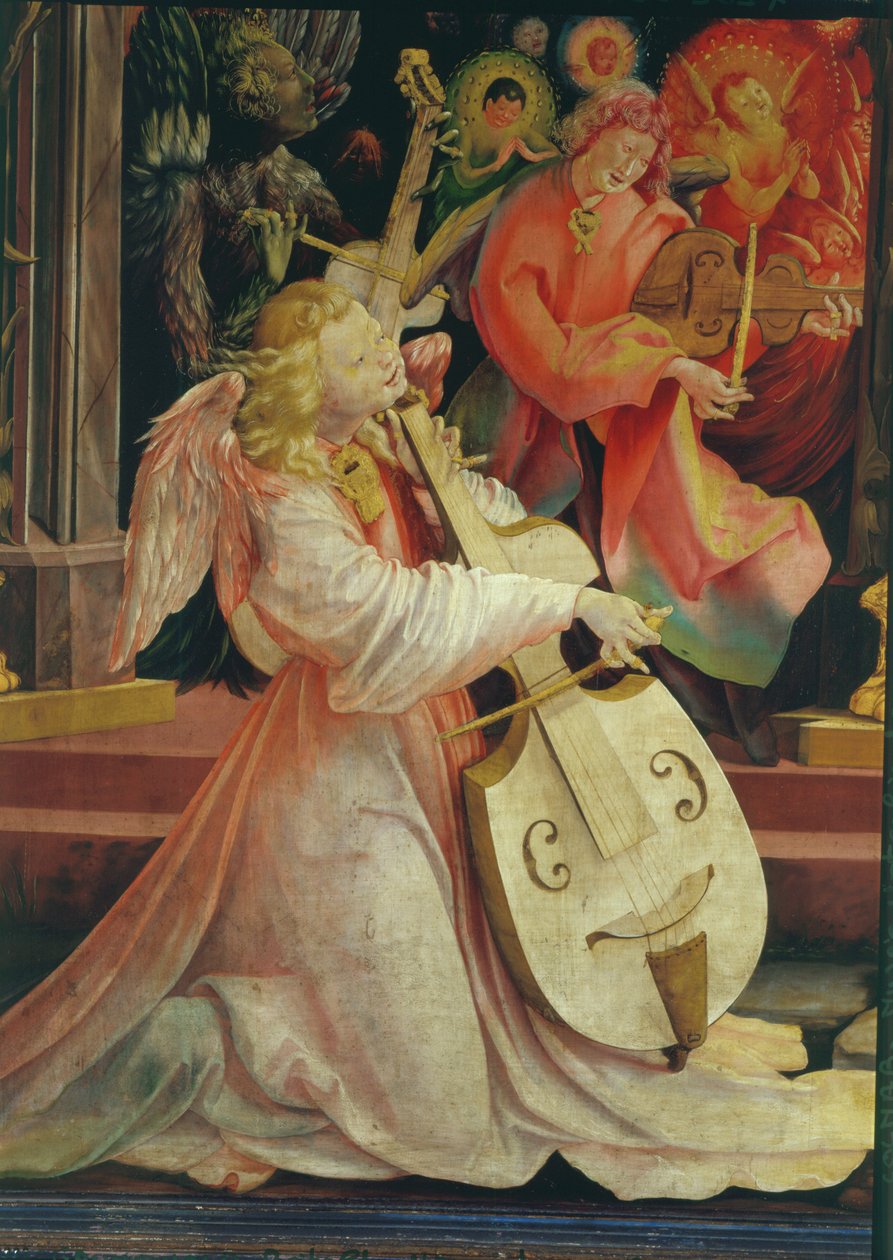 Angyalok koncertje, az Isenheim-oltárról, 1512-1516 körül, olaj, táblarészlet 17670-ből alkotó: Matthias Grünewald