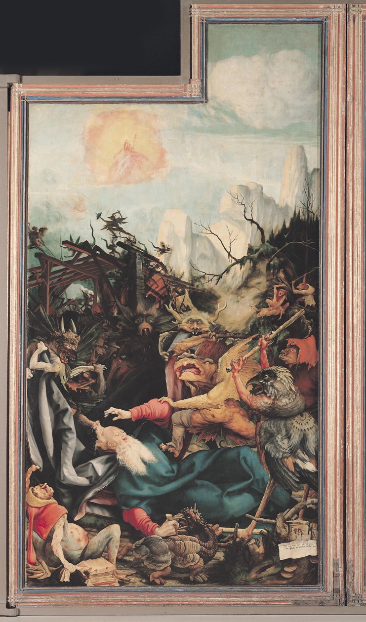 Az Isenheim-oltárkép. Jobb szárny: Szent Antal megkísértése alkotó: Matthias Grünewald