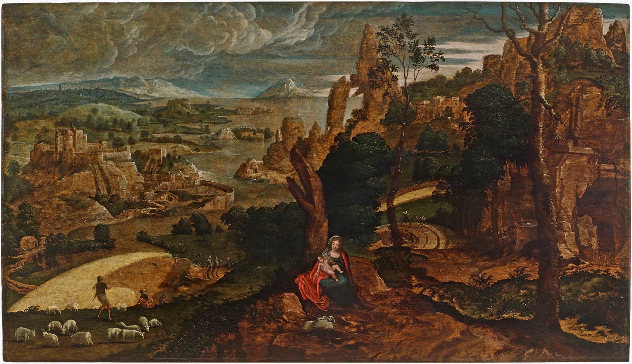 Táj a többiekkel az egyiptomi menekülésben, 1540-1545. alkotó: Matthijs Cock