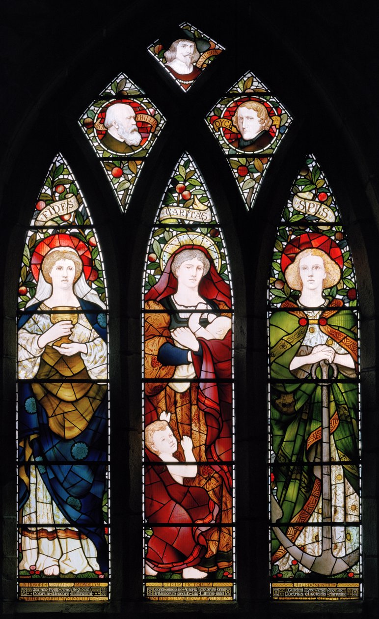 A festők ablaka; Faith, Hope & Charity, St Machars Cathedral, 1873 alkotó: Matthijs Maris