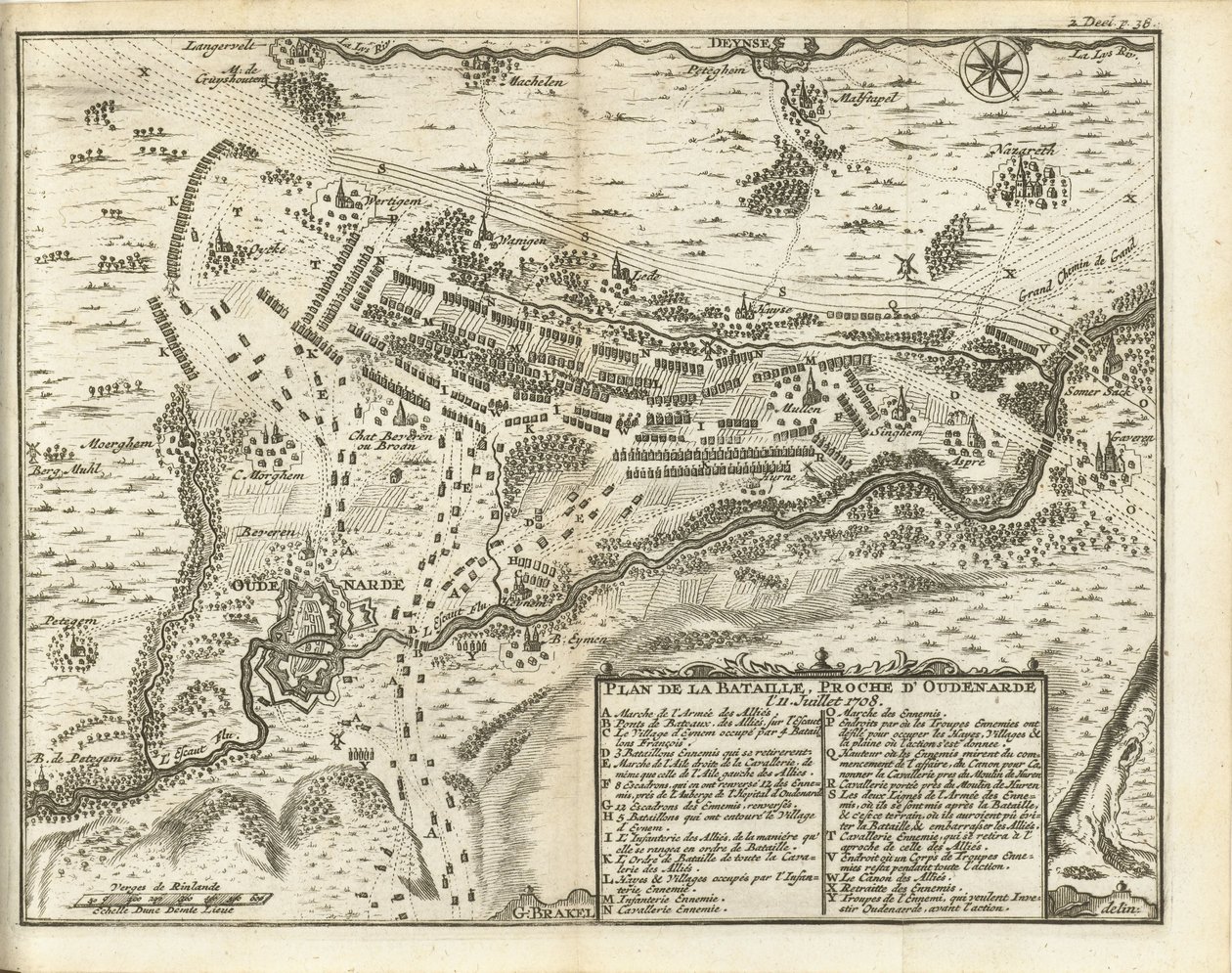 Oudenaarden-i csata, 1708 Plan de la Bataille, proche d