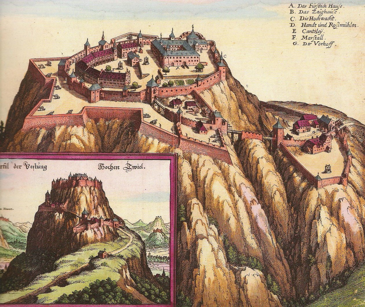 Hohentwiel kastély Dél -Németországban, a Bodeni -tó közelében. alkotó: Matthaus the Elder Merian