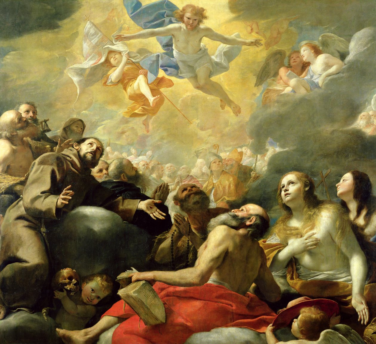 Krisztus a dicsőségben a szentekkel, 1660 körül alkotó: Mattia Preti