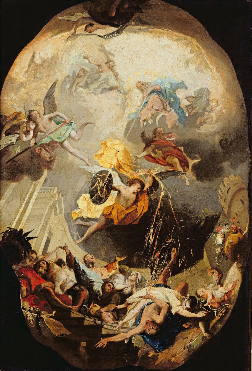 A Dominikai Rend legyőzi az eretnekséget, 1750 alkotó: Mattia Bortoloni