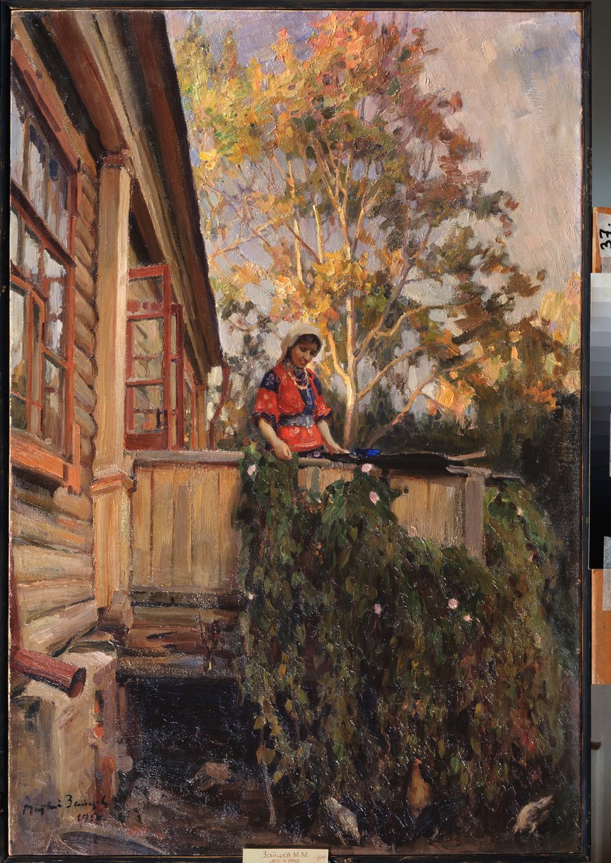 Az erkélyen – Matvej Markovics Zajcev (1880-1940) festménye, olaj, vászon alkotó: Matvei Markovich Zaytsev