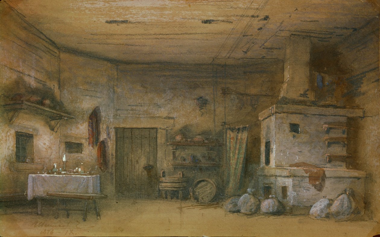 Színpadterv P. Csajkovszkij Vakula, a Kovács című operájához, 1876 alkotó: Matvey Andreyevich Shishkov