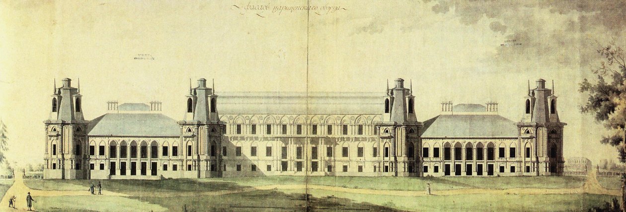A Tsaritsyno-palota, kb. 1796 alkotó: Matvey Fyodorovich Kazakov