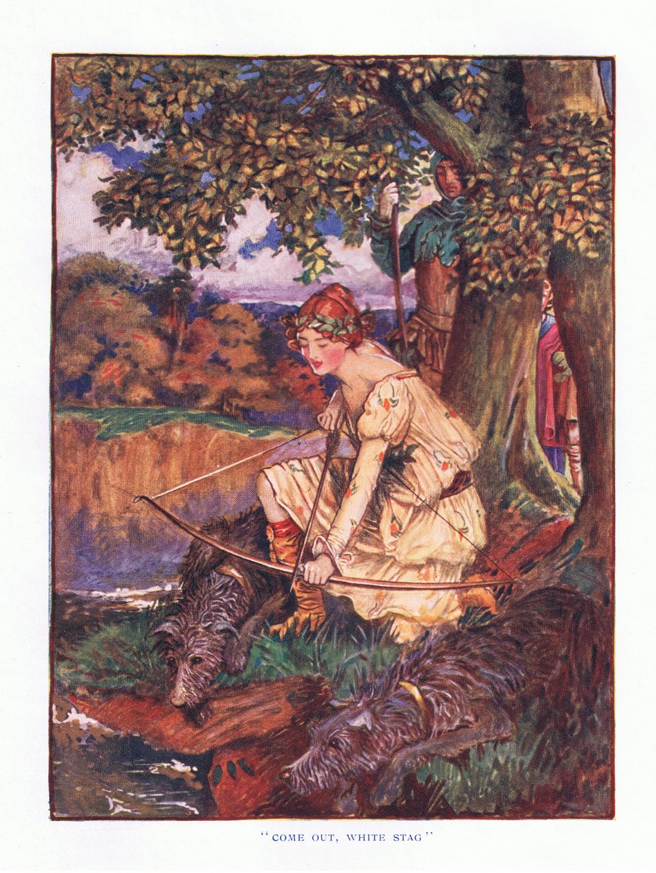 Gyere ki fehér szarvasbika, illusztráció a Lady and Fairy Tales, 1914-ből alkotó: Maud Tindal Atkinson