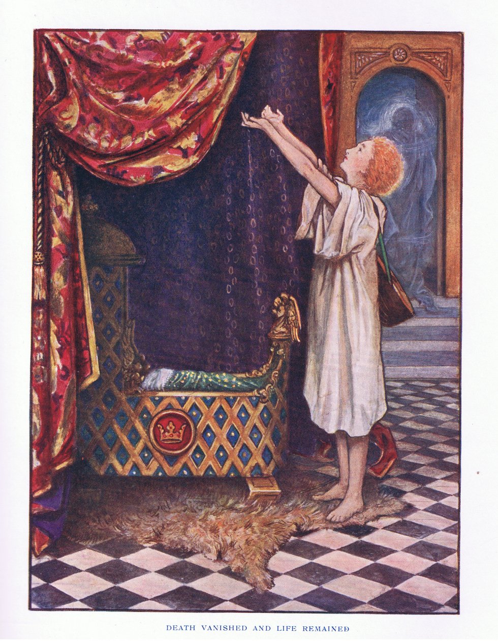 A halál eltűnt és az élet megmaradt, illusztráció a Lady And Fairy Tales, 1914-ből alkotó: Maud Tindal Atkinson