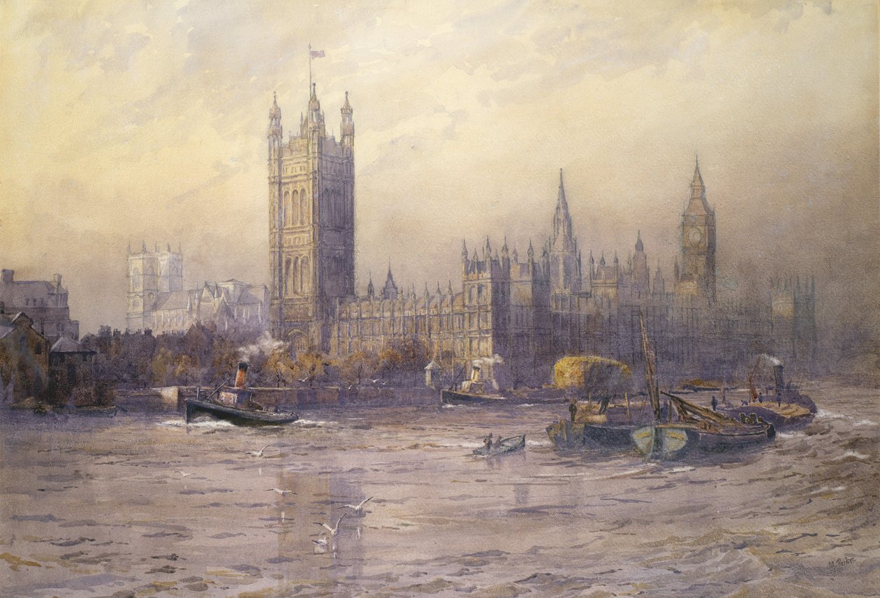 A Parlament házai, akvarell alkotó: Maude Parker