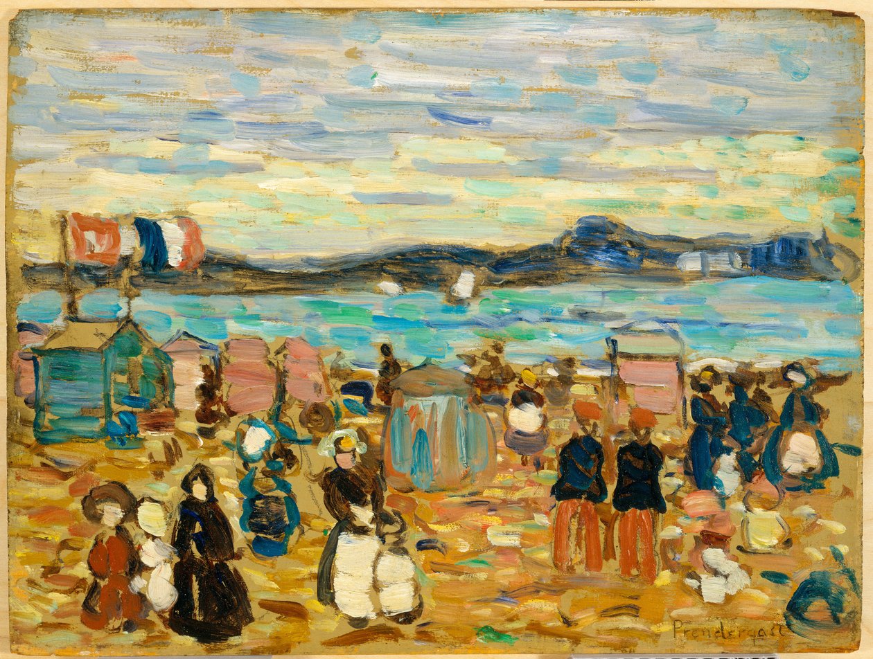 Fürdőzősátrak, St. Malo, 1907 alkotó: Maurice Brazil Prendergast