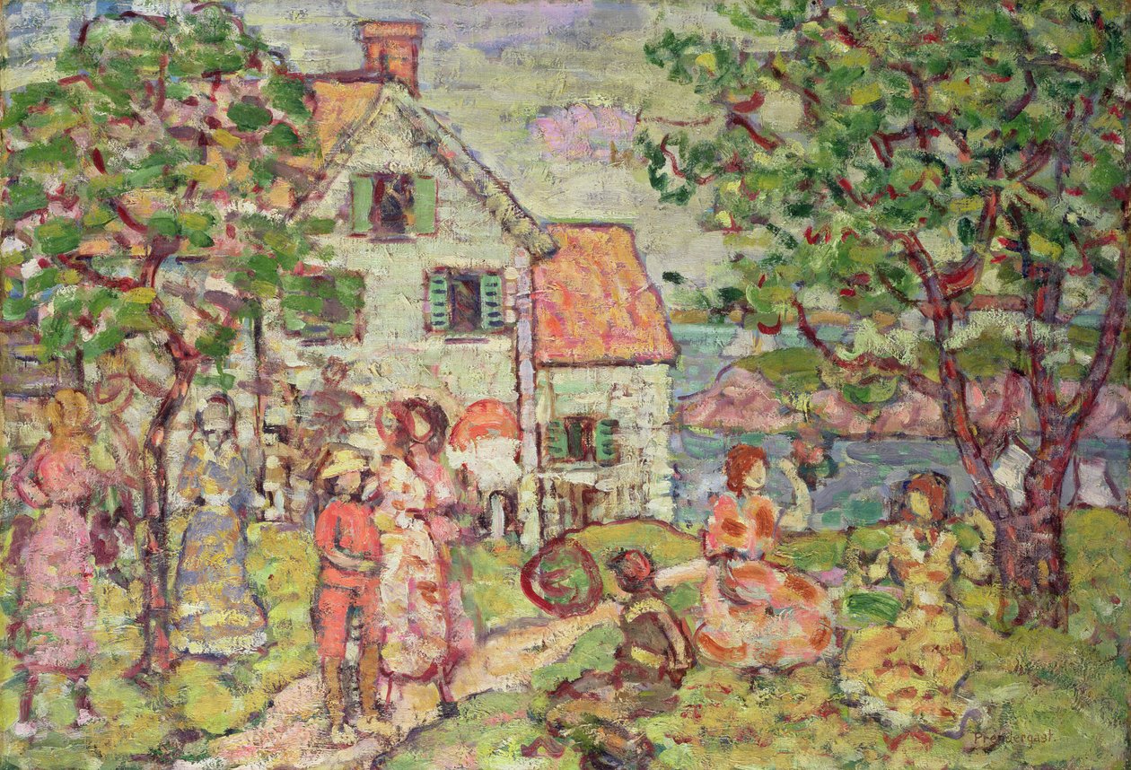 Tengerpart és két ház, 1916-18 alkotó: Maurice Brazil Prendergast
